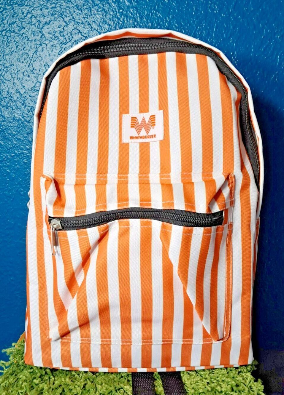 NWT 2025 Whataburger Backpack Orange and White Stripe 15x11x5